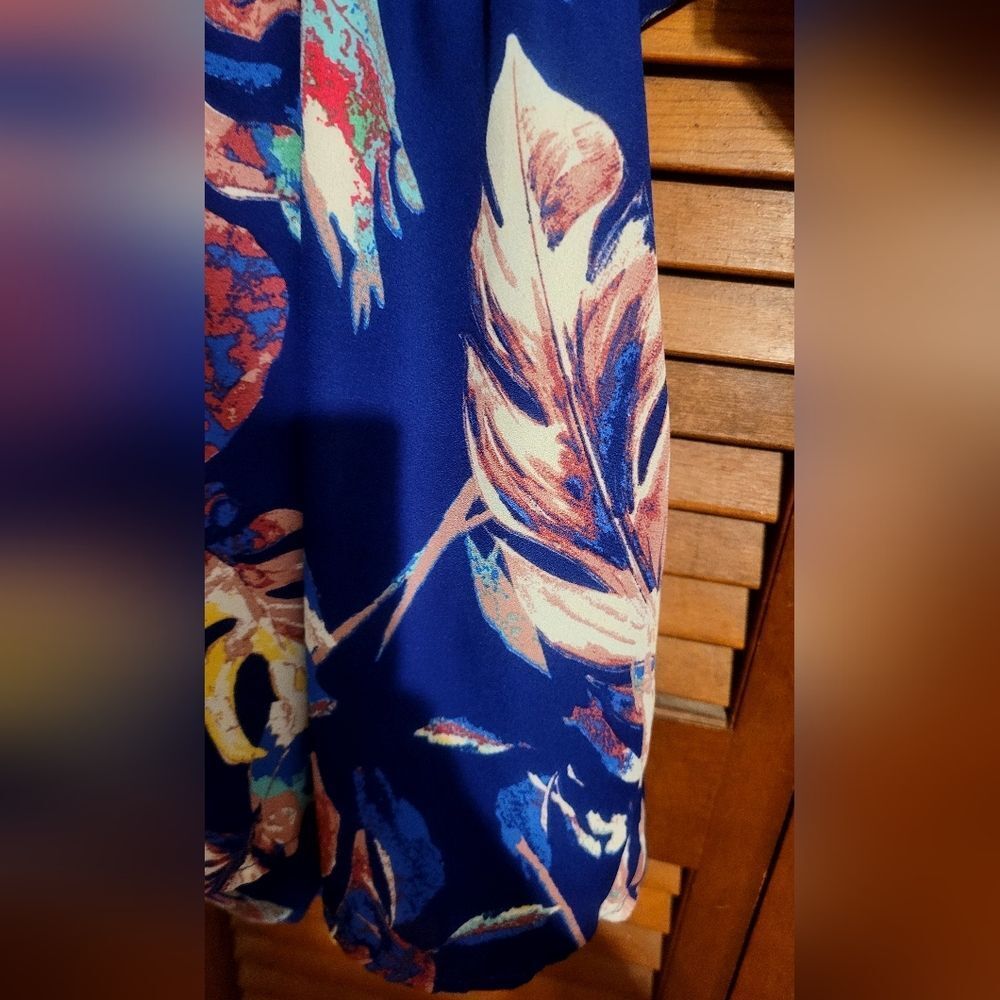 She + Sky Floral, And Feather Print Romper in Blue and Pink. Ladies Size MED - Picture 2 of 6